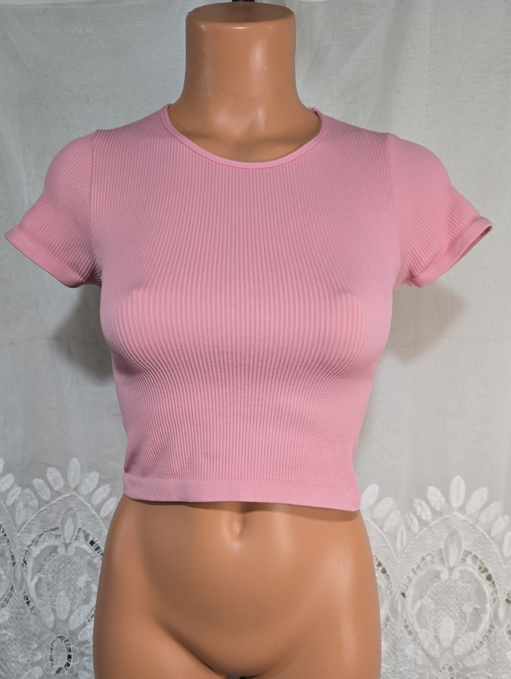 Out From Under Blush Cropped Shirt/Top Sz Medium/Large